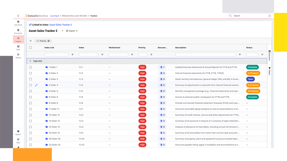 VDR provider Datasite Acquire™ Asset Sales Tracker 2